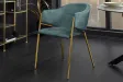 Chaise capitonnée revêtue en tissus bleu Chaises de salle à manger...