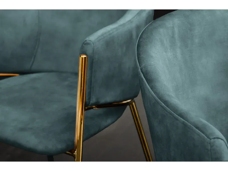 Chaises NOBLESSE velours bleu sarcelle pieds dorés – chaises modernes chic