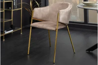 Chaises NOBLESSE velours beige champagne pieds dorés – chaises modernes chic – Bellozia