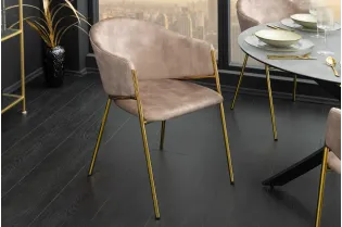 Chaises NOBLESSE velours beige champagne pieds dorés – chaises modernes chic – Bellozia 2