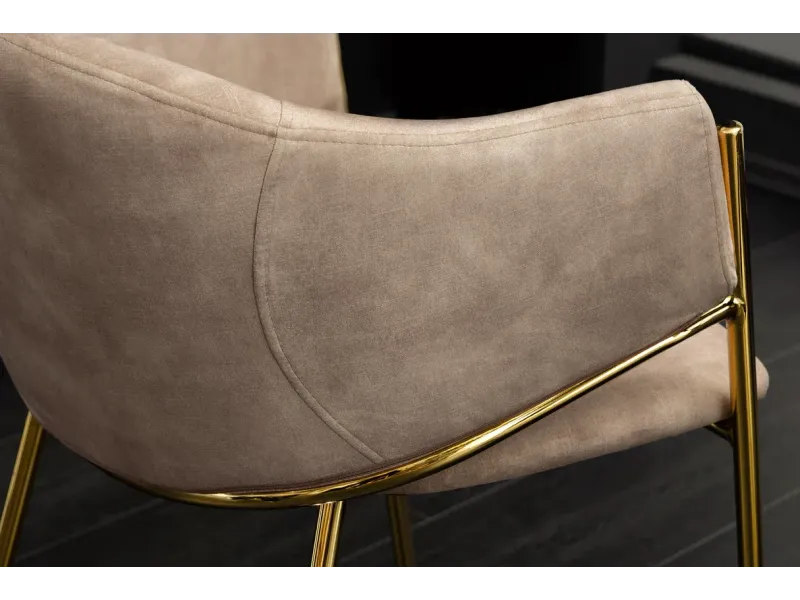 Chaises NOBLESSE velours beige champagne pieds dorés – chaises modernes chic – Bellozia