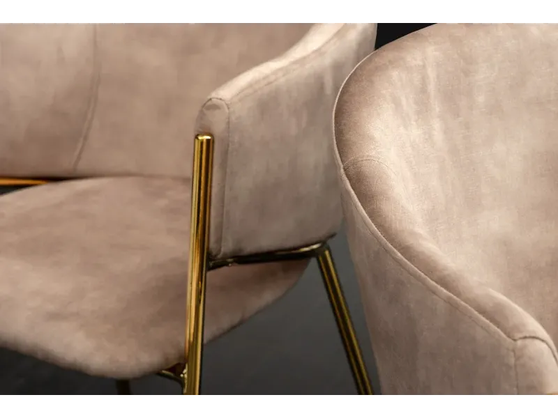 Chaises NOBLESSE velours beige champagne pieds dorés – chaises modernes chic – Bellozia