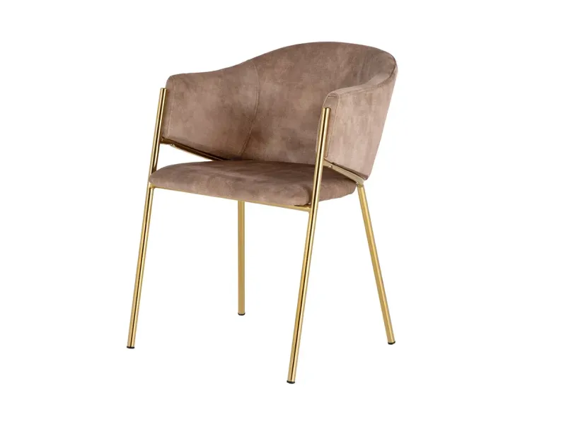 Chaises NOBLESSE velours beige champagne pieds dorés – chaises modernes chic – Bellozia