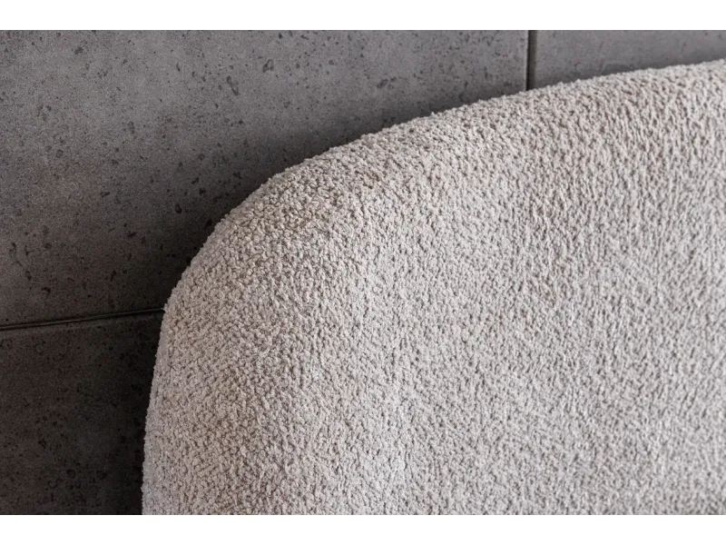 Lit ART DÉCO 180x200 cm – Bouclé grège avec rangements intégrés