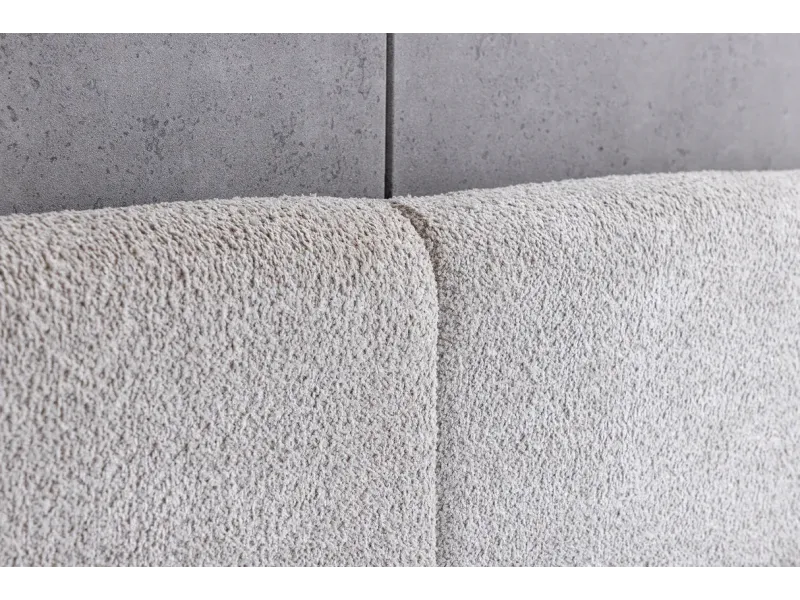 Lit ART DÉCO 180x200 cm – Bouclé grège avec rangements intégrés