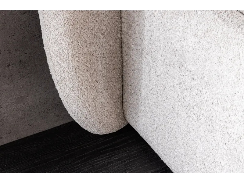 Lit ART DÉCO 180x200 cm – Bouclé grège avec rangements intégrés