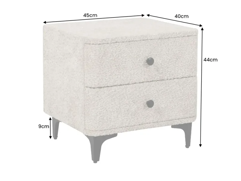 Table de chevet design de 45cm avec tiroir gris clair pas cher