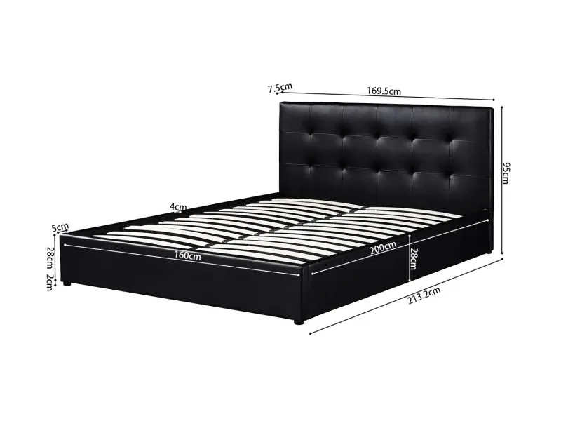 Lit adulte design |Lit adulte contemporain de 140x200 cm design ave...