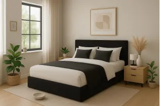 Lit coffre adulte contemporain de 160 x 200 cm en tissu gris Milaydie