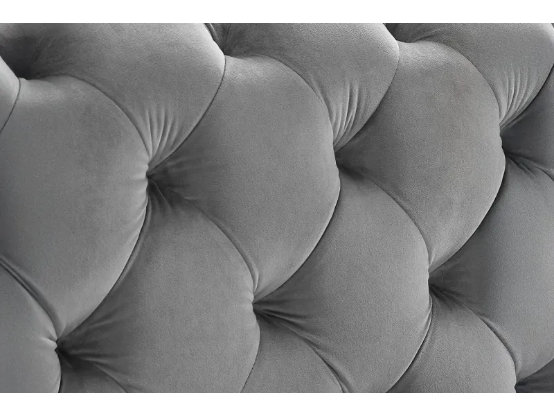 Lit MODERN BAROCK 160 x 200 cm – Velours gris style Chesterfield baroque