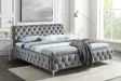 Lit MODERN BAROCK 180 x 200 cm – Velours gris style Chesterfield baroque