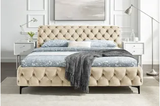 Lit MODERN BAROCK 180 x 200 cm – Velours champagne de style baroque 2