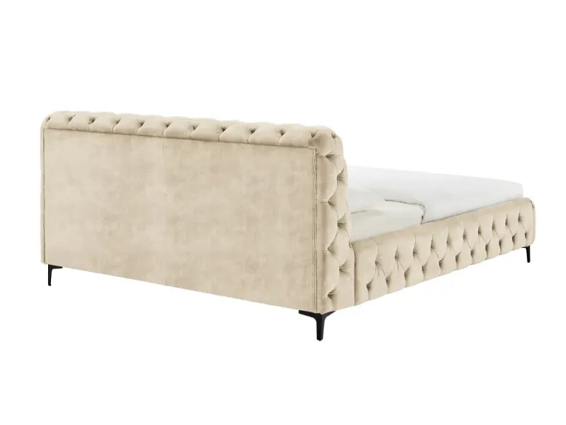 Lit MODERN BAROCK 180 x 200 cm – Velours champagne de style baroque