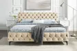 Lit MODERN BAROCK 180 x 200 cm – Velours champagne de style baroque