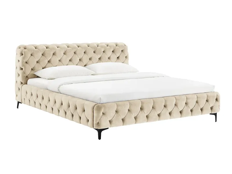Lit MODERN BAROCK 180 x 200 cm – Velours champagne de style baroque