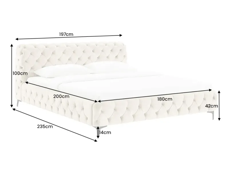Lit MODERN BAROCK 180 x 200 cm – Velours champagne de style baroque