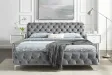 Lit MODERN BAROCK 180 x 200 cm – Velours gris style Chesterfield baroque