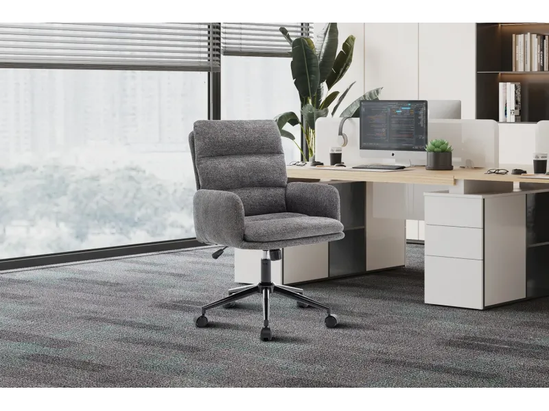 Chaise de bureau Aimé – Tissu gris foncé Raven 13