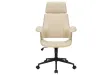 Chaise de bureau Manhattan – Similicuir beige crème & bois de chêne