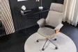 Chaise de bureau Manhattan – Tissu texturé gris & bois de noyer