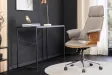 Chaise de bureau Manhattan – Tissu texturé gris & bois de noyer
