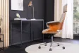 Chaise de bureau Manhattan – Tissu texturé gris & bois de noyer