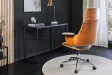 Chaise de bureau Manhattan – Tissu texturé gris & bois de noyer