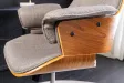Chaise de bureau Manhattan – Tissu texturé gris & bois de noyer