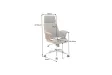 Chaise de bureau Manhattan – Tissu texturé gris & bois de noyer