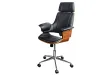 Chaise de bureau Manhattan – Similicuir noir & bois de noyer