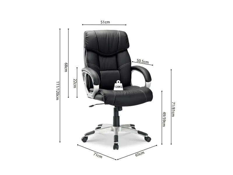 fauteuil de bureau réglable revêtue simili cuir teinté noir Sièges ...