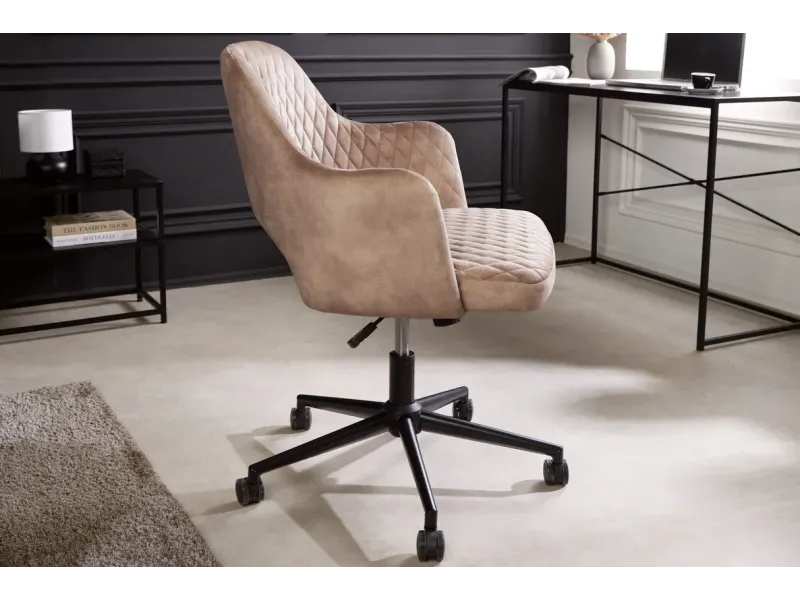 Chaise de bureau PARIS velours grège – Élégance et confort raffiné