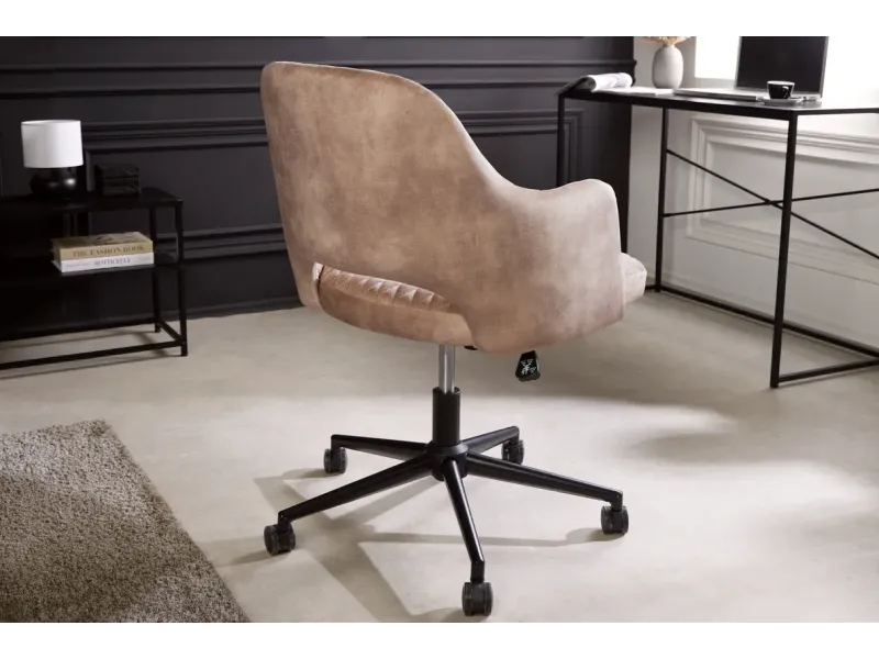 Chaise de bureau PARIS velours grège – Élégance et confort raffiné
