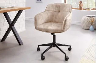 Chaise de bureau EUPHORIA velours champagne grège – Élégance, confort et raffinement