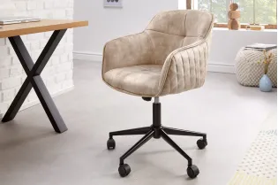 Chaise de bureau EUPHORIA velours champagne grège – Élégance, confort et raffinement 2