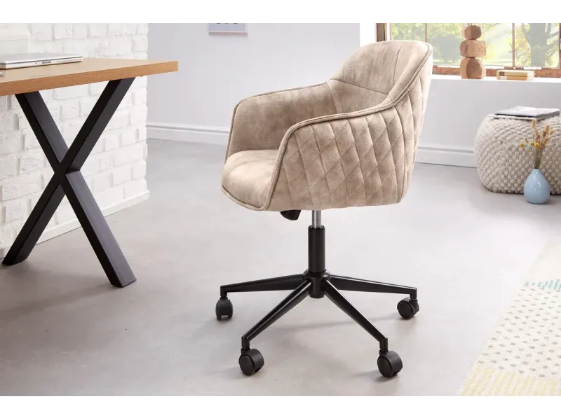 Chaise de bureau EUPHORIA velours champagne grège – Élégance, confort et raffinement