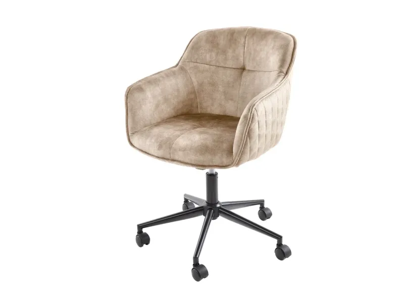 Chaise de bureau EUPHORIA velours champagne grège – Élégance, confort et raffinement