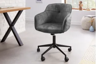 Chaise de bureau EUPHORIA velours gris foncé – Élégance moderne et confort au quotidien