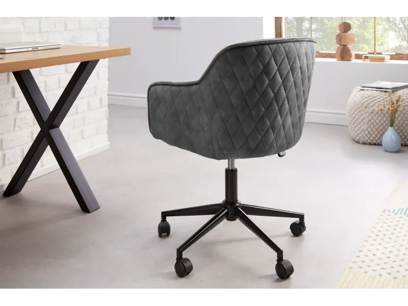 Chaise de bureau EUPHORIA velours gris foncé – Élégance moderne et confort au quotidien