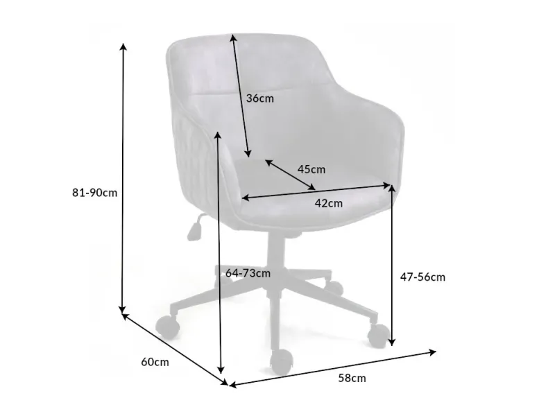 Chaise de bureau EUPHORIA velours gris foncé – Élégance moderne et confort au quotidien