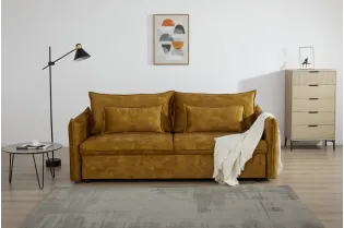 Canapé Marvelous velours jaune moutard 220cm pas cher 2