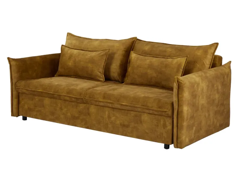 Canapé Marvelous velours jaune moutard 220cm pas cher