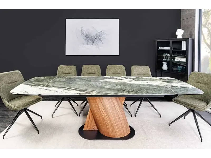 Table à manger extensible en céramique 180-225cm aspect marbre pas cher