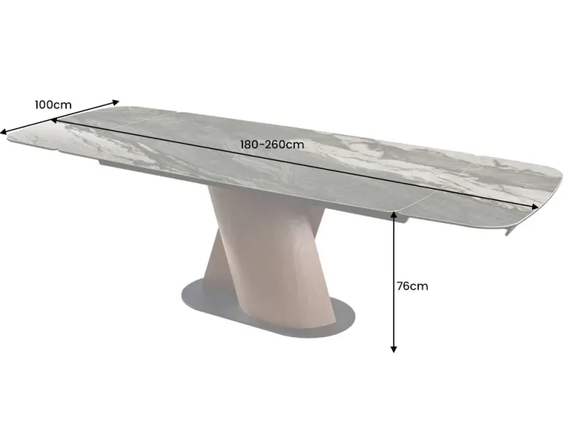Table à manger extensible en céramique 180-225cm aspect marbre pas cher