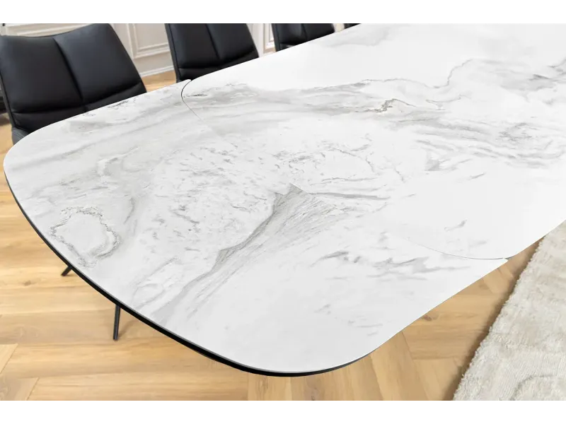 Table à manger extensible en céramique 180-225cm aspect marbre pas cher