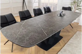 Table à manger extensible en céramique 180-225cm aspect marbre pas cher 2