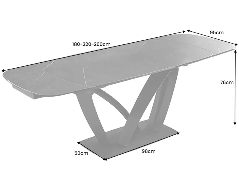 Table à manger extensible en céramique 180-225cm aspect marbre pas cher
