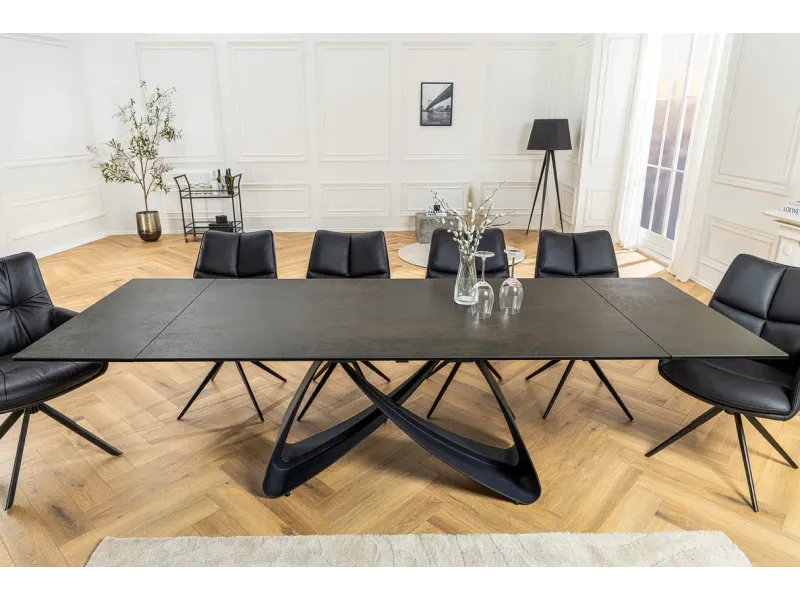 Table à manger extensible en céramique 180-225cm aspect marbre pas cher