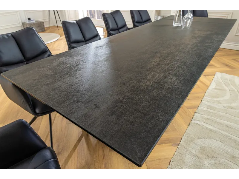 Table à manger extensible en céramique 180-225cm aspect marbre pas cher