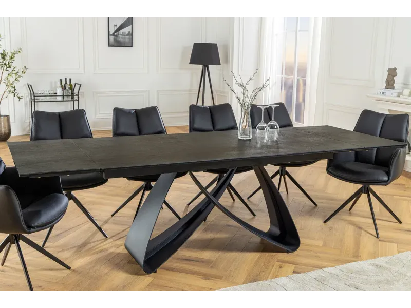 Table à manger extensible en céramique 180-225cm aspect marbre pas cher